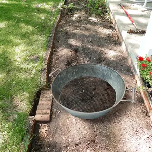 Round Galvanized Steel Compost Sifter with Wire Mesh Design Base, Antique Silver By Casagear Home