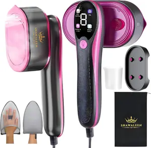 Travel Steamer for Clothes with Ironing Gloves, All-Fabric Wrinkle Removal 4 Adjustable Modes, 10s fast Heat Up, Large Ceramic Heat Panel, 100ml water tank, 2in1 Steamer Iron1200W (110-120V)