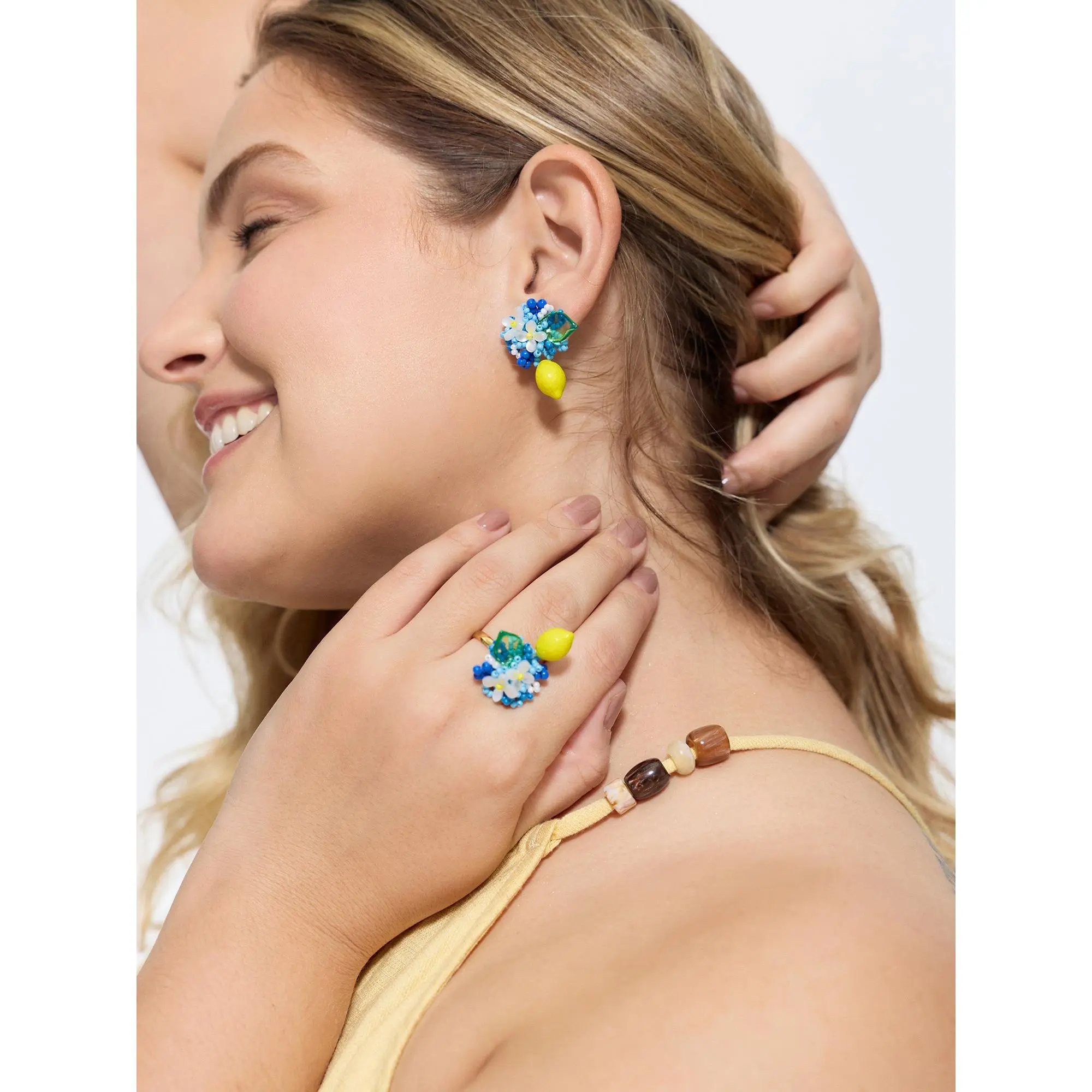 BLOOMCHIC Women's Plus Size Colorful Beaded Gold-Tone Gold Floral Ring, Size M-6X, 2026 Summer Vibes Costume Jewelry Accessory, Gold Floral Rings