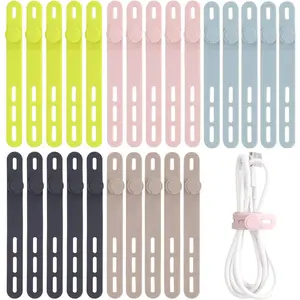 25 Pcs Silicone Cable Ties, Cord Ties Cord Wrap, Cable Ties Reusable, High Elasticity Cord Wraps for Electrical Cords, Cord Organizer for Earphone, Phone Charger