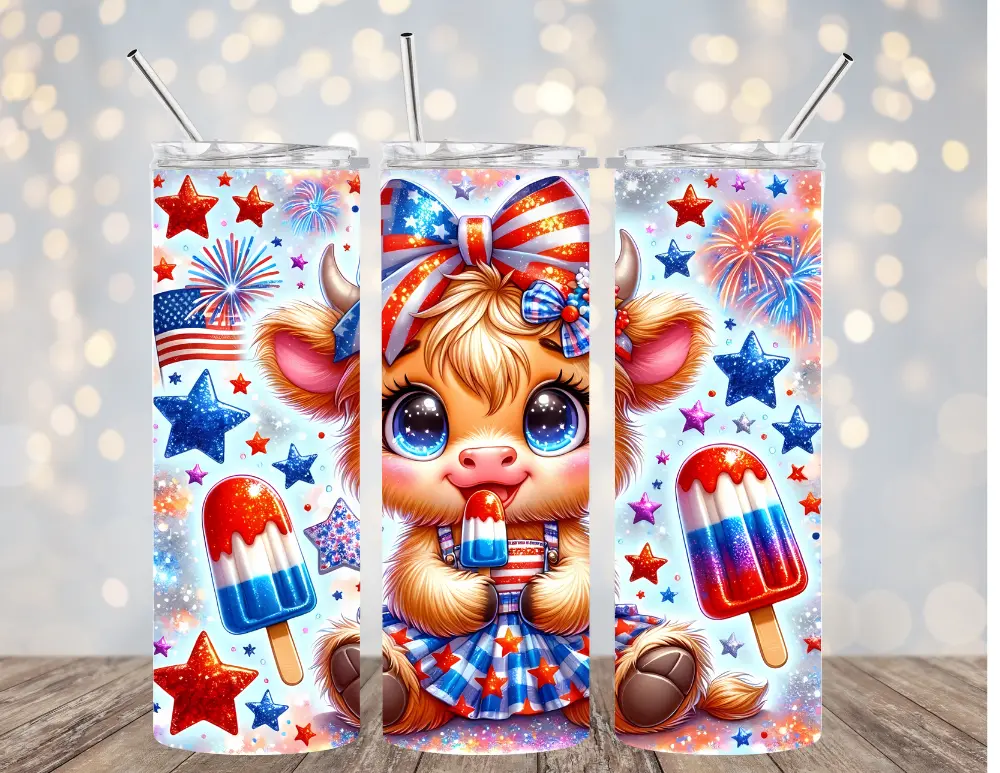 20 OZ4TH OF JULY DESIGNS 7 OPTIONS INSULATED SKINNY TUMBLER W/ STRAW Beverage Drink