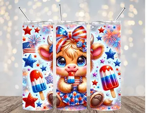 20 OZ4TH OF JULY DESIGNS 7 OPTIONS INSULATED SKINNY TUMBLER W/ STRAW Beverage Drink