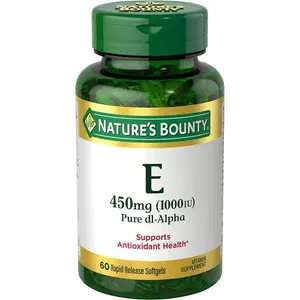 Nature's Bounty Vitamin E 1000 IU Softgels, Supports Antioxidant Health & Immune System, 1 Serving per Day, No Gluten, 60 Softgels (Pack of 1)