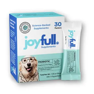 JoyFull Probiotic Supplement for Dogs - 30 Packets, Clinically Tested Strains for Digestive Support, Wheat-Free, Grain-Free, No Artificial Colors or Preservatives