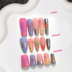 CuraTique Summer Collection | Chrome Polka | 10-Piece Set  100% Handmade Nail Stickers, 3D Gel Nails, Reusable Nail Decorations | 2026 SpringNails | Holiday | The Perfect Nail Art for Vacations | Birthday Parties&Gift-Giving