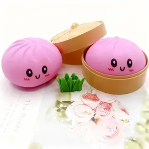 2-4 Pieces Stress Relief Jiaozi Fidget Toys, Slow Rebound Squeezable Squishy Fidgets Cartoon Expressions, Student Gifts, Relaxing Fun Accessories, Dumpling Stress Balls