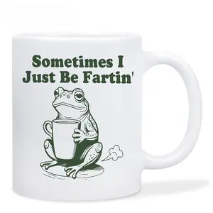 Funny "Sometimes I Just Be Fartin'" Frog Mug, Sarcastic Frog Meme Ceramic Coffee Cup, Hilarious Gag Gift for Work Bestie and Friends, Quirky 11oz  Mug