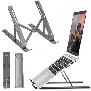 Portable Laptop Stand, Ergonomic Aluminum Laptop Mount Stand, Detachable Laptop Riser Notebook Holder Stand Compatible with MacBook, Dell, Lenovo More 10-15.6" Laptops-Gray