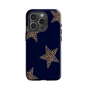 Leopard Star Phone Case, Navy Blue Protective Case, Cheetah Girl Y2K Dark Star Simple Suitable for iPhone 17 16 15 14 13 12 11 Pro Max