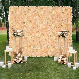 Champagne White Flower Wall Backdrop 12 Panels Artificial Wedding Floral Wall Backdrop for Bridal Shower Birthday Party Decor Banners Ornaments