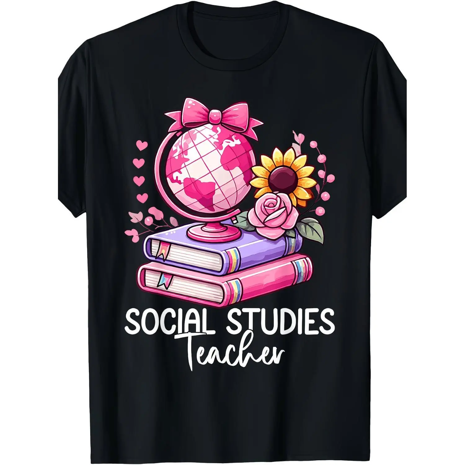 Mens Social Studies History Teacher Cotton T-shirt Earth Globe Back to School Casual Round Neck Tee with Map Machine Washable Gift for History Educators School Staff and Geography Lovers