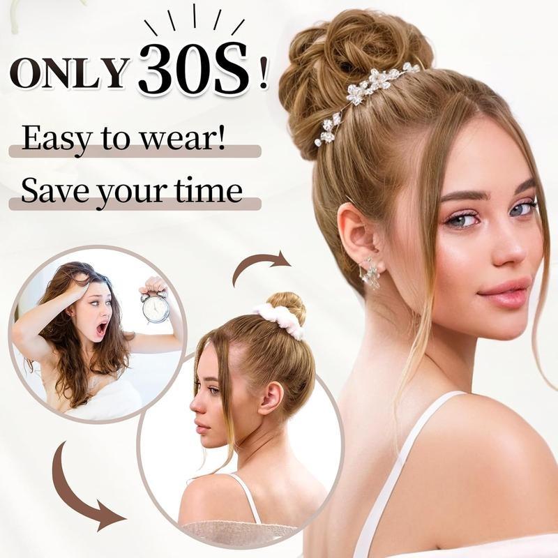 Messy Bun Hair Piece Wavy Curly Scrunchies for Women Hair Bun Hair Piece with Elastic Band Scrunchies Stretchy Fluffy Chignon Ponytail Hairpieces Updos for Women