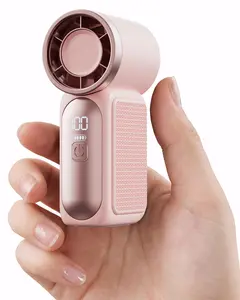 Portable Handheld Mini Fan, 6 Speeds 16900 RPM High Velocity Personal Fan With LED Display, USB Rechargeable, Mini Fan With Lanyard For Makeup, Travel, Outdoor For Women Girl Gift, Pink outdoorfun