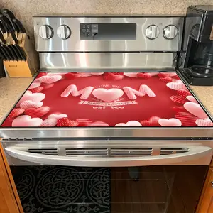 1PC heat insulation pad Mother's Day "I Love You Mom" Felt Heat Resistant Mat - Non-Slip Washable Dust-Proof Kitchen Decor Pad for Stove, Table, Washer, Fridge, Bathroom & Appliances