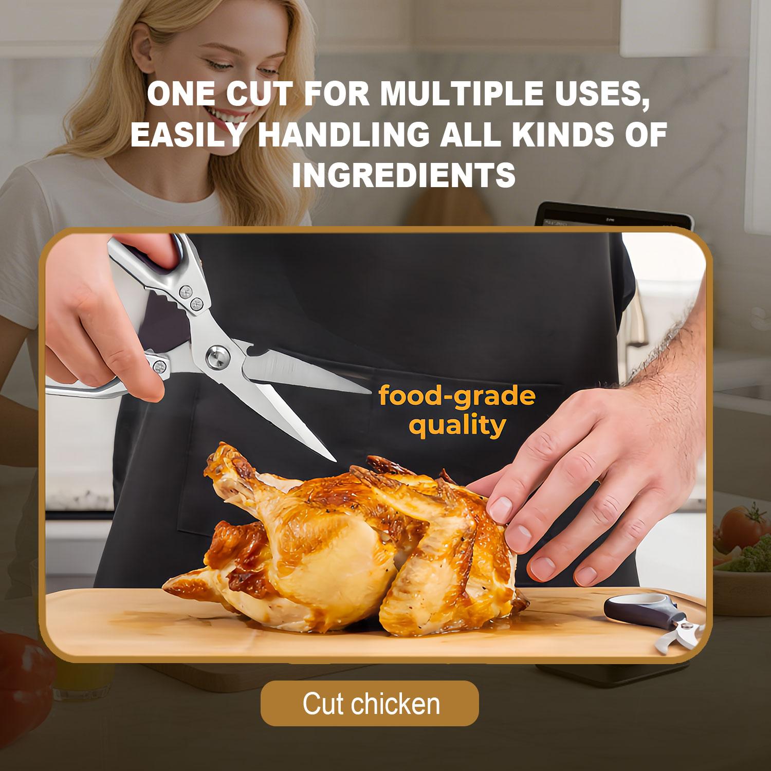 Kitchen Scissors All Purpose, Stainless Steel Heavy Duty Kitchen Shears, Dishwasher Safe Poultry Scissors for Chicken Bones, Meat, Fish & Vegetables, Sharp Japanese Cooking Scissors, Gift