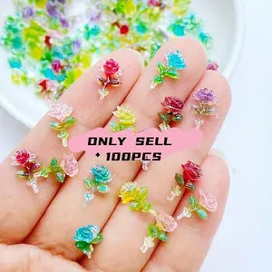 100pcs Mini Rose Resin Charms, Flat Back Non-Toxic Decorations for Scrapbooking, DIY Crafts, Nail Art, Perfect for Crafting Projects