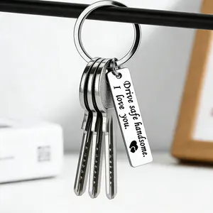 Funny Keychain for Men with Drive Safe Handsome, I Love You" Solgan, Birthday, Graduation Gifts for Him - Stainless with Elegant design, Simple Style keychain, keychains for women, keychains for men, keychain for car keys