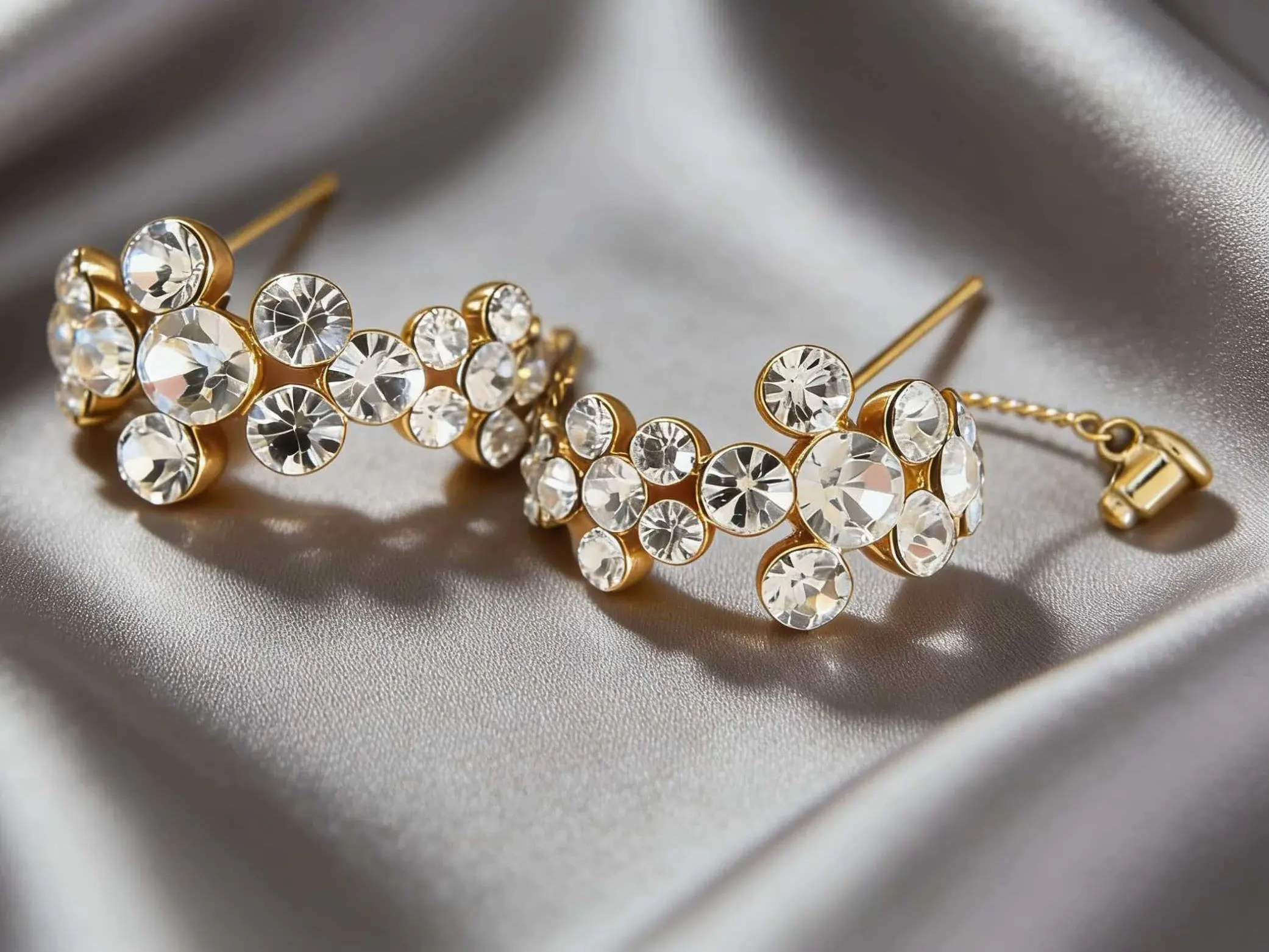 Viral Trending Gold Tone Crystal Cluster Dangle Earrings for Women Teen Girls Elegant Lightweight Shiny CZ Floral Statement Jewelry Secure Anti-Lost Back for Wedding Bridesmaid Prom Daily Wear Holiday Birthday Gift Glam Fashion Accessory