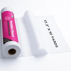 Fusible Fleece Interfacing, 17.3" x 10 Yards Medium Weight One-Sided Loft Iron On Fusible Fleece White for Sewing, Quilting, Crafting and Home Decor