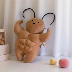 Cute Muscular Cockroach Plush Toy Creative Funny Muscle Rooster Doll with Abs Soft Stuffed Animal for Novelty Gift and Home Decor Perfect for Birthdays Holidays or Just Because