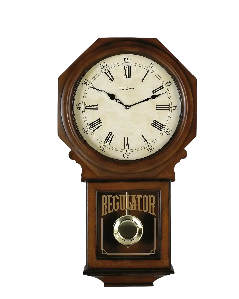 Bulova C3543 Ashford Regulator Old World Walnut Chiming Wall Clock