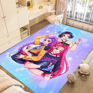 KPop Demon Hunters 48 cartoon printed carpet, home living room, bedroom, office chair under carpet, holiday gift for family and friends, Christmas decoration carpet
