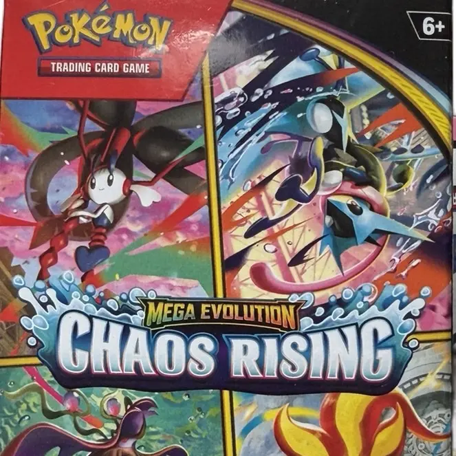 Chaos’s Rising Official TCG Collectible Cards Sealed Box - 6x Sealed Booster Packs, Near Mint Non-Sports Trading Card Pack Set pokemon pokemon chaos mega