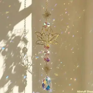 Lotus Design Sun Catcher, 1 Count Colorful Hanging Sun Catcher, Hanging Decor for Home Garden Party Wedding, Home Decor, Room Decor
