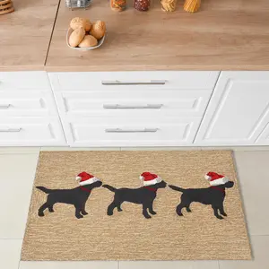 Lush Decor FrontPorch Indoor/Outdoor Hand Tufted Durable Area Rug - Transitional Whimsical pet Decorative  (3 Dogs Christmas)