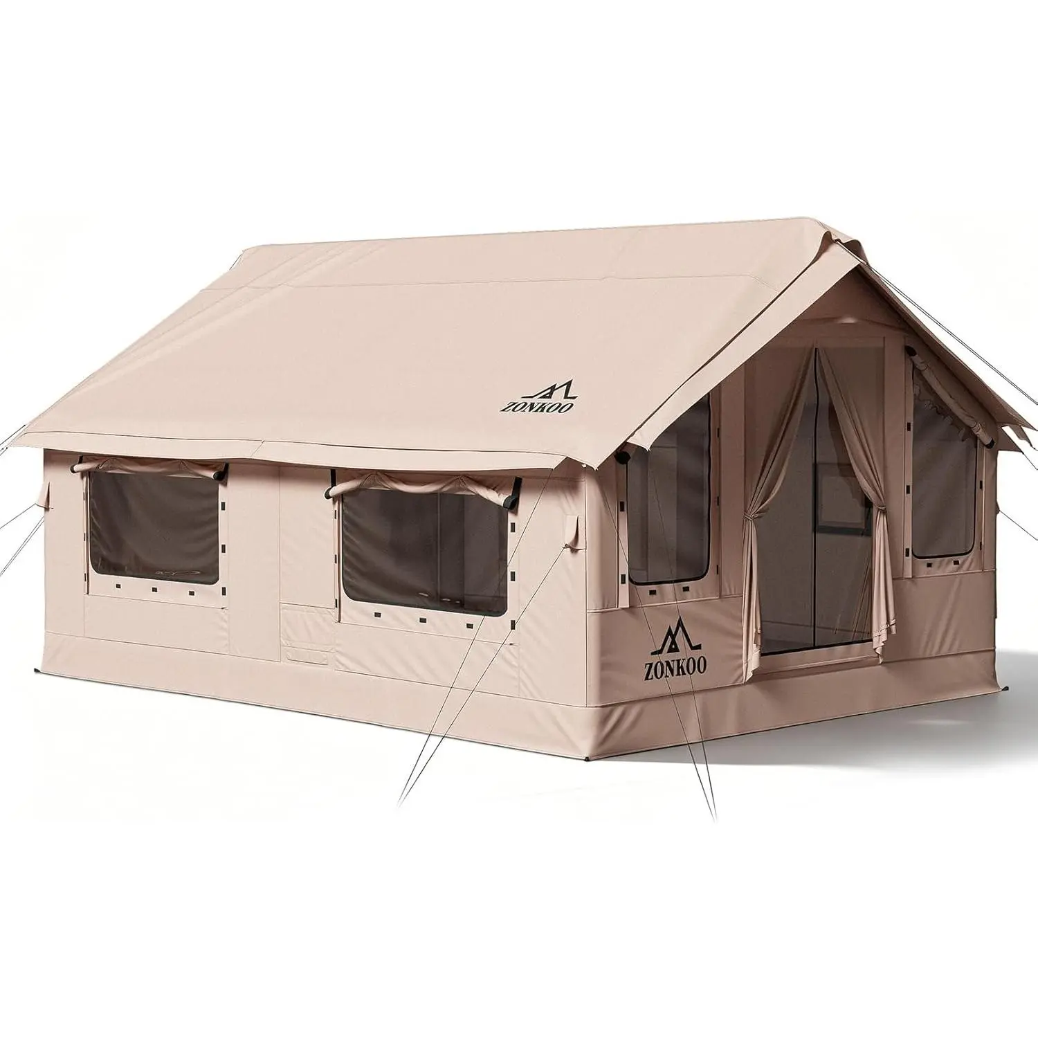 Inflatable Tent with Pump, 6 Person Blow Up Tents, Quick Setup Hot Tent with Stove Jack, Waterproof Oxfordfor, 4 Seasons Air Glamping Tents House for Family Weekend Camping(Vega)
