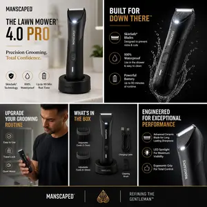 MANSCAPED Lawn Mower 4.0 PRO Trimmer Precision Grooming Waterproof Rechargeable for All-Weather Use with SkinSafe Technology