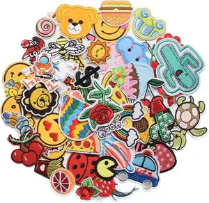 Patches - ️ 60pcs Random Assorted Styles Embroidered Patches, Bright Vivid Colors, Sew On/Iron On Patch Applique for Clothes, Dress, Hat, Jeans, DIY Accessories