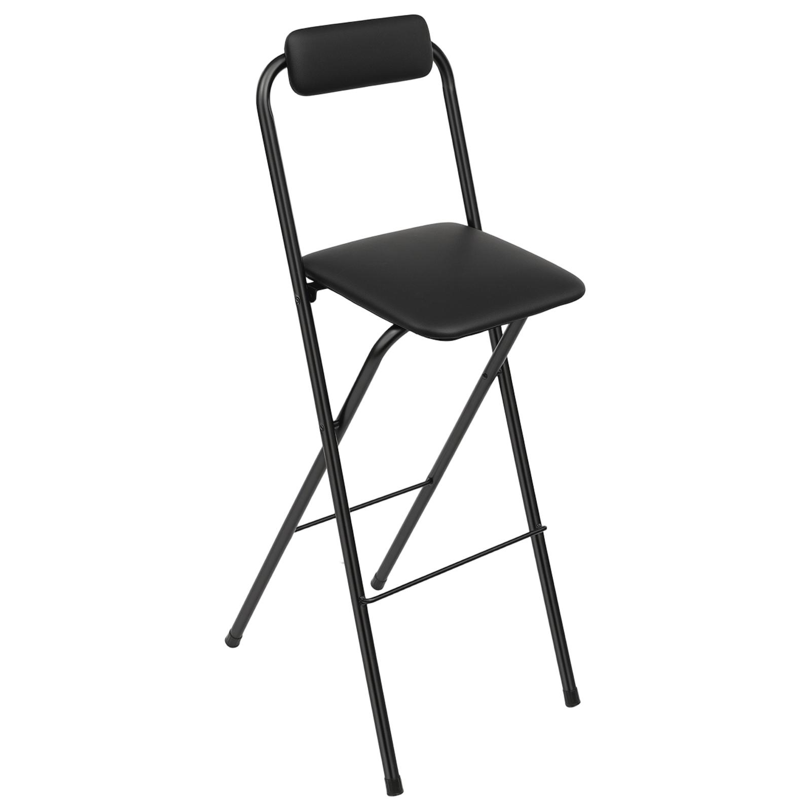 2-Pack Foldable Bar Stools with PU Cushioned Seat & Backrest, Heavy Duty 275 lbs Capacity Space-Saving Counter Chair, Electrostatic Coated Carbon Steel Frame for Home Bar Kitchen Pub Bistro, No Assembly Required