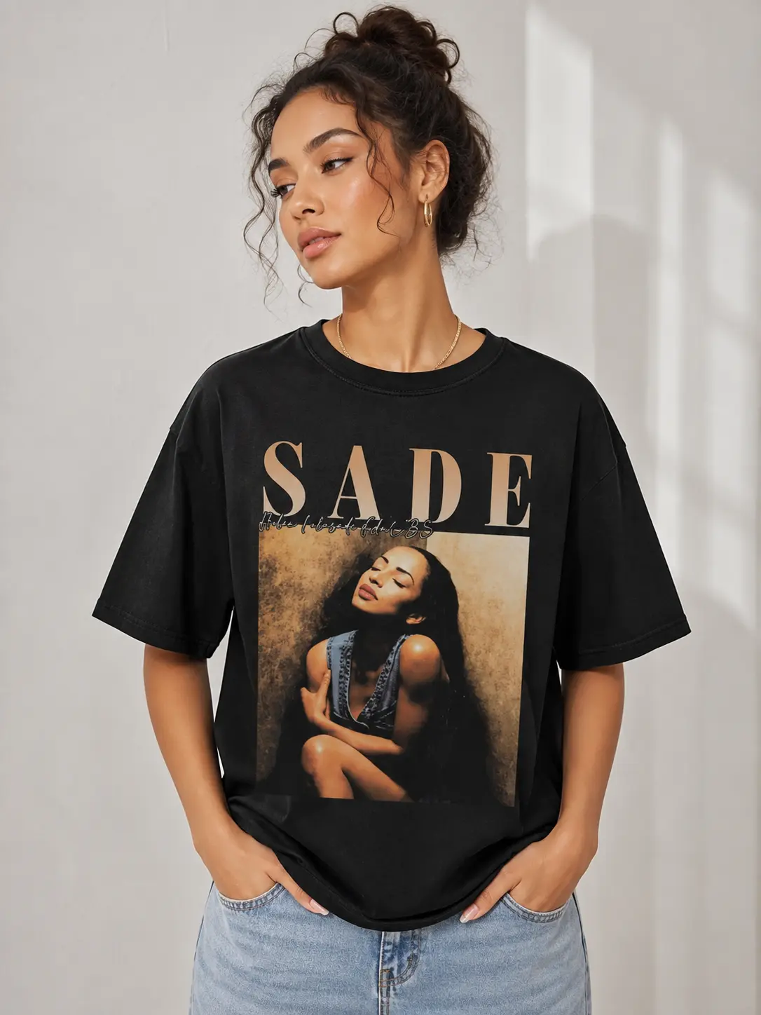 Vintage Sade Music Icon Letter Print Black Shirt T-Shirt Tee Top Oversized Unisex Harajuku Streetwear Casual Sweet Wear Outfit Men Women Trendy Artist Graphic Fashion
