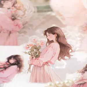 Waterproof PET Sticker, 30pcs/set Girl Pattern Sticker, Creative DIY Cup Greeting Card Decorative Sticker, Floral Pattern Sticker, Sticker Packs, Office Stationery & Supplies