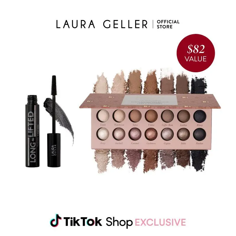 Laura Geller Eye-Opening Tubing Mascara + Eyeshadow Duo 2PC Long-n-Lifted Mascara & 14 Baked Eyeshadows for Effortless Everyday Looks - Lash, Makeup, Daily Makeup Kit Laura Geller Eye-Opening Tubing Mascara + Eyeshadow Duo 2PC Long-n-Lifted Mascara & 14 Baked Eyeshadows for Effortless Everyday Looks - Lash, Makeup, Daily Makeup Kit