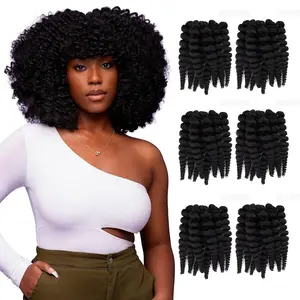 Flexi Rod Curls 6X Crochet Hair Extensions, (3 packs of 2x per pack), Natural & Soft Texture, Fluffy Wand Curl, 14 Inch, #1B