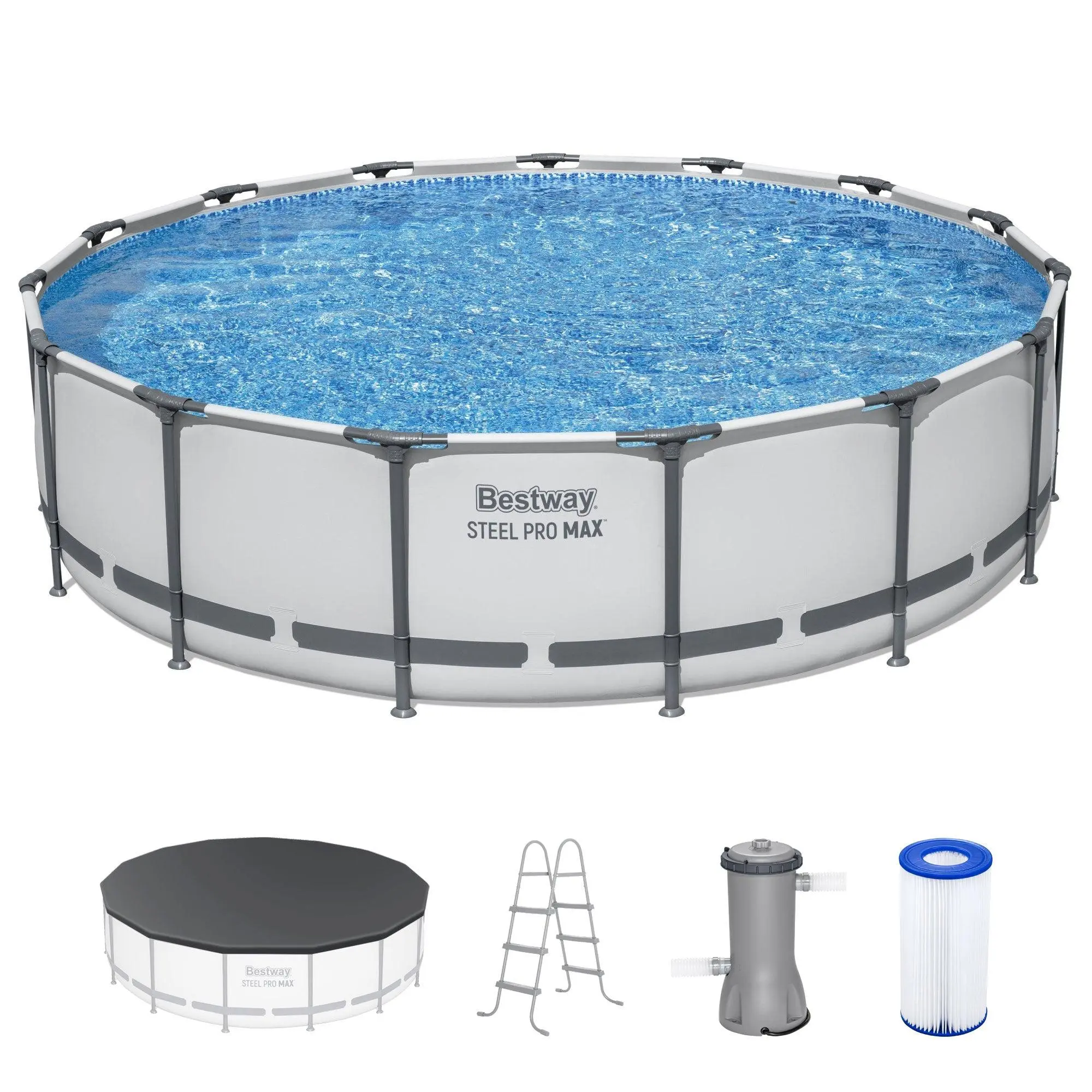 Bestway Steel Pro MAX 15'x42" Round Above Ground Swimming Pool with Pump & Cover