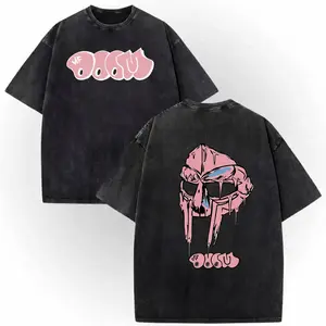 Metal mask washed vintage T-shirt for rappers/hip-hop artists; unisex loose fit; men’s hip-hop/rap Harajuku-style T-shirt; distressed hoodie; crewneck sweatshirt; Valentine’s Day gift; Valentine’s Day Tshirt Printed in USA