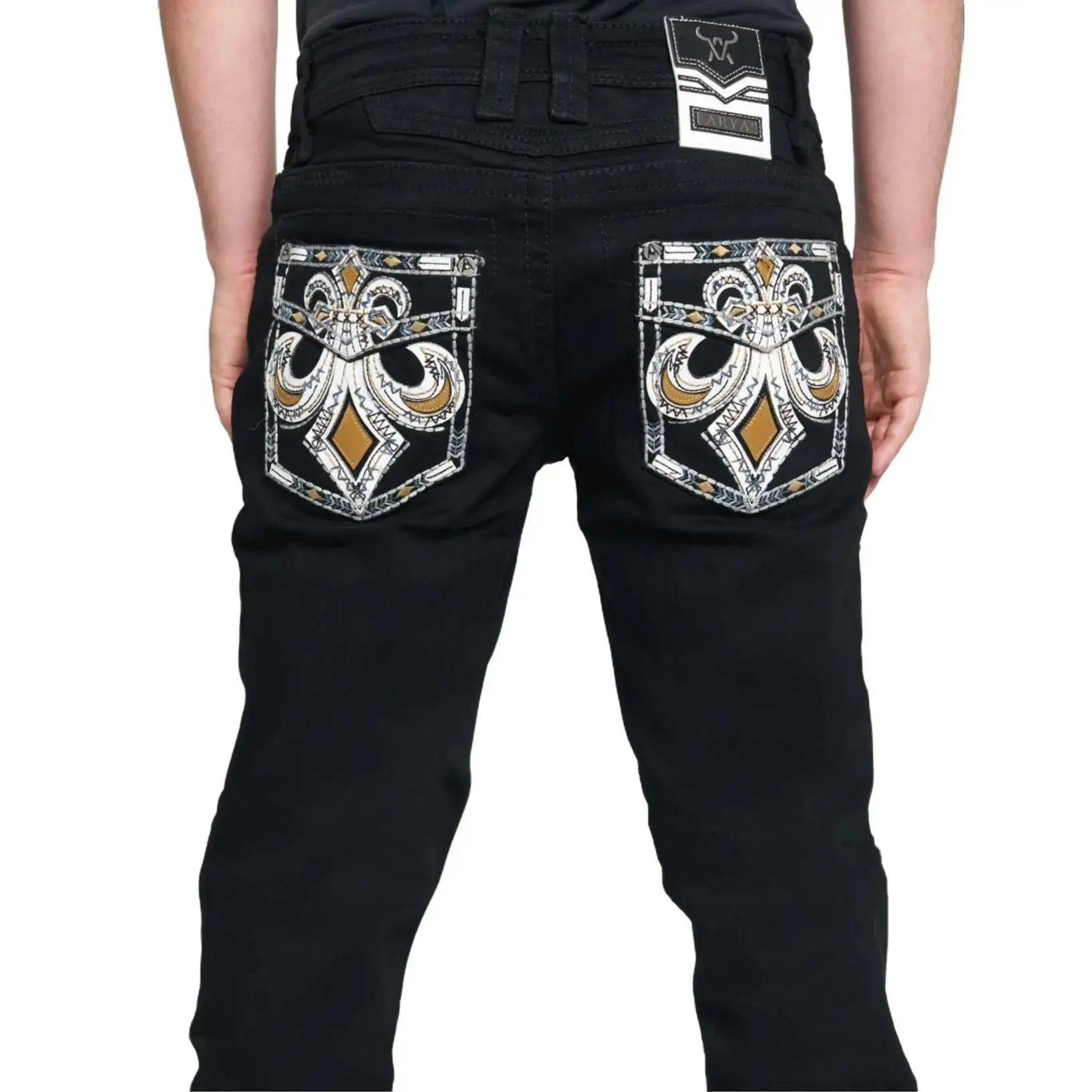 Arya Jeans Men's Style 08 Classic Fitted Black Mid-Waist Stretch Cotton Denim Jeans, All-Seasons Western Wear Menswear