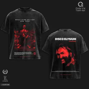 Disco Elysium 'What Kind Of Cop Are You?' Washed T-Shirt, Detective RPG Game Merch, Unisex Oversized Graphic Tee, Vintage Streetwear Top, fall outfits, Gift for Gamers