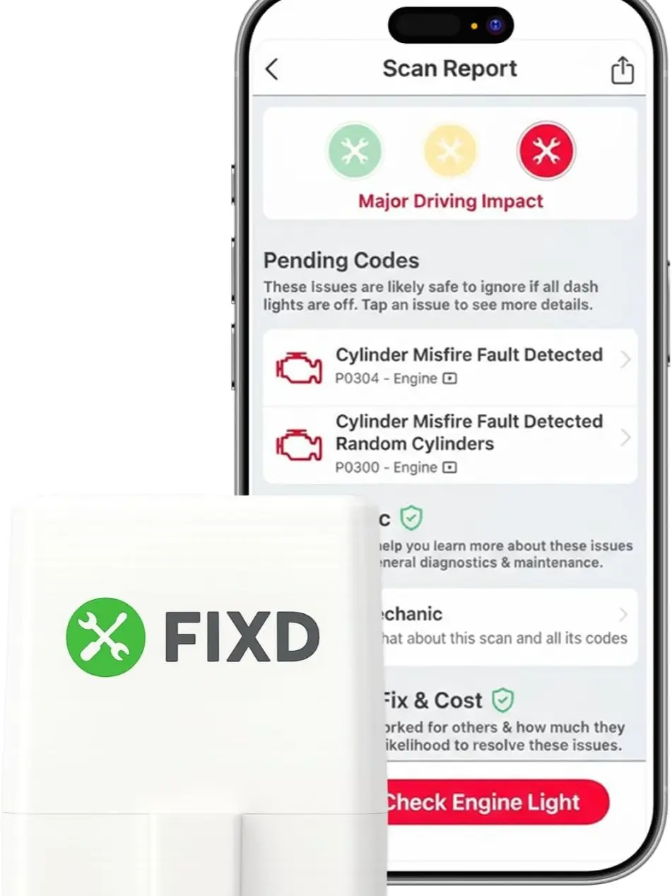 FIXD Bluetooth OBD2 Scanner for iPhone & Android - Check Engine Code Reader with Enhanced Vehicle Diagnostics