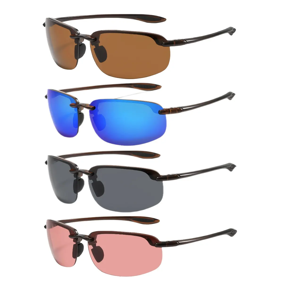 3-Pack Rimless Polarized Sunglasses Ultralight PC Polycarbonate UV400 UV-Protection Lenses, Fashion Eyewear Accessories for Cycling, Driving,summervibes