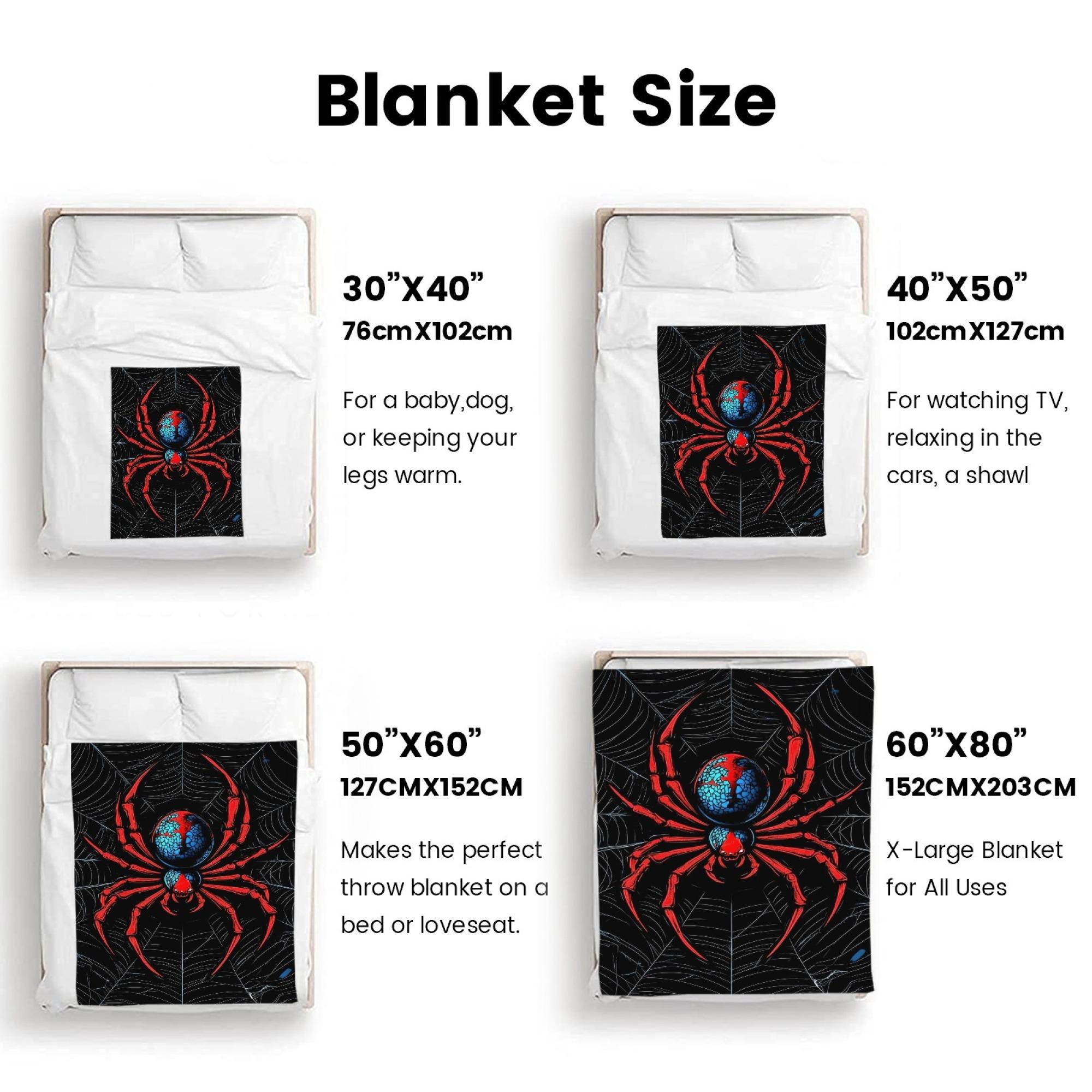 Spider Web Blanket, Giant Red Spider Throw Blanket with Dark Halloween Design, Soft Flannel Fleece Blanket for Kids Bedroom, Gaming Room Decor, Cozy Sofa Couch Blanket, Perfect Gift for Spider Fans and Halloween Lovers