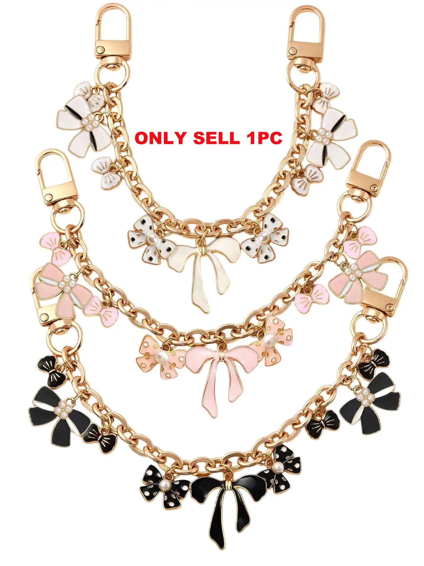 Bow Bag, Fashion Chain Strap, Chain Purse Handbag Charms with Enamel Bowknot Charms Bow Purse Strap Bag Extension Replacement Keychain Accessories for Handbags Shoulder Tote Crossbody Wallet Chain bag chains Purse Accessory Bowknot Strap Design