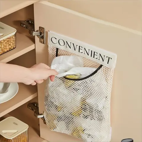 Grocery Garbage Bag Holder Trash Bag Dispenser Sticky Wall Mounted Mesh Convenient Storage for Home Kitchen Shopping Garbage Bags Reusable Product Tote Bags,Reusable Hanging Organizer for Socks, Underwear & Closet Sundries