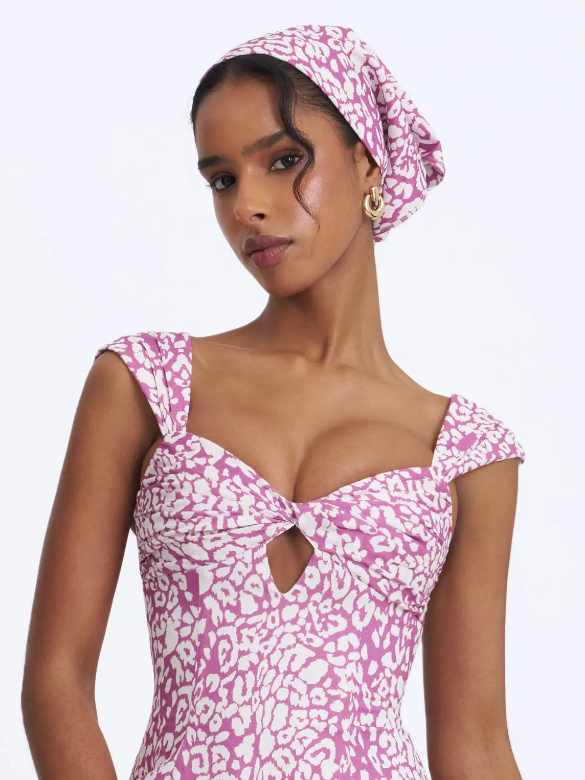 Jocie Mauve Cheetah Print Linen Head Scarf