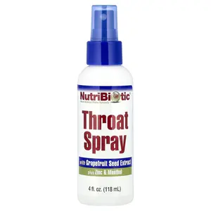 NutriBiotic Throat Spray with Grapefruit Seed Extract plus Zinc & Menthol, 4 fl oz (118 ml)