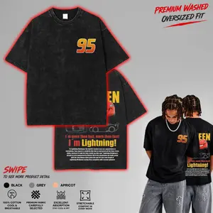 Retro Cars Movie T-Shirt Retro Mcqueen Details Vintage Oversized Tee – Y2K Unisex Acid Wash Two Side Graphic, Top Trendy Streetwear Gym Shirt Gift Fans