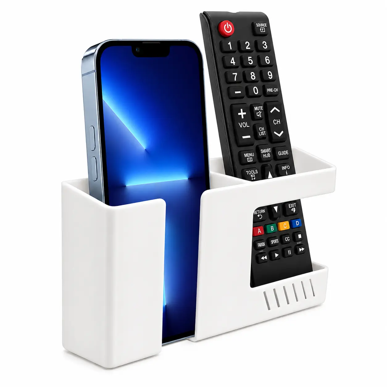 DECOBAY D3 Wall Phone Holder, No-Drill Adhesive Phone Wall Mount with Charging Cable Hole, Phone & Remote Control Home Organizer for Bathroom, Bedside, Kitchen, Office & RV
